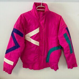 Kitzbuhel Fluorescent Hot Pink Vintage Winter Ski Snow Jacket Coat Medium